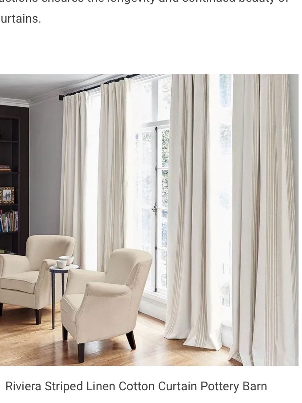 Pottery Barn Blackout Curtains Riveria Sandalwood Stripes Ivory  Stripe Linen